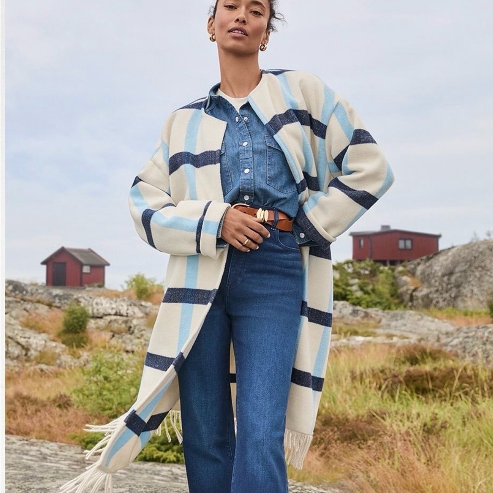 NWT LOFT Plaid Belted Wrap Jacket - M/L